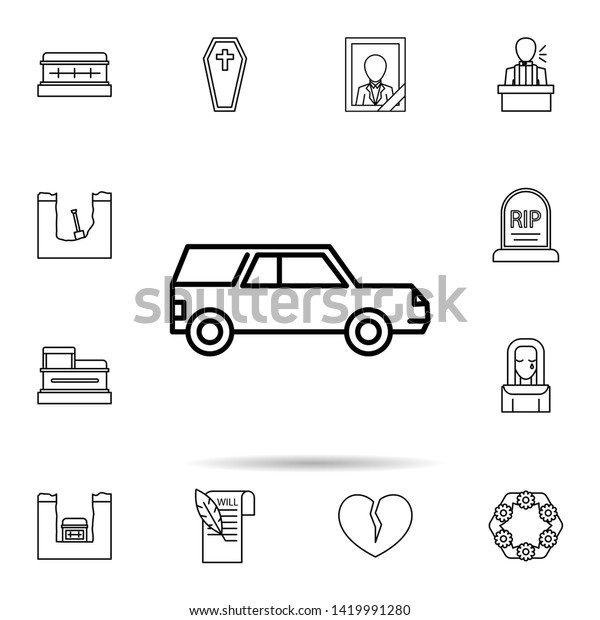 funeral, hearse icon.\
Universal set of funeral for website design and development, app\
development