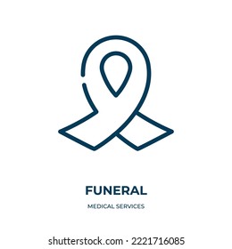Funeral icon. Linear vector illustration from medical services collection. Outline funeral icon vector. Thin line symbol for use on web and mobile apps, logo, print media.