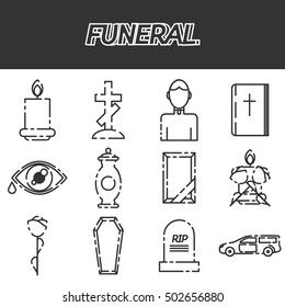 Funeral icon set