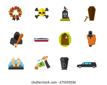 Funeral icon set