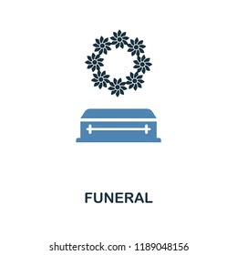 Funeral icon in two color design. Line style icon from insurance collection. UX and UI. Pixel perfect premium funeral icon. For web design, apps, software and printing.