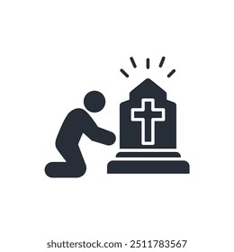 funeral icon. vector.Editable stroke.linear style sign for use web design,logo.Symbol illustration.