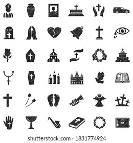 Funeral Icons. Black Scribble Design. Vector Illustration.
