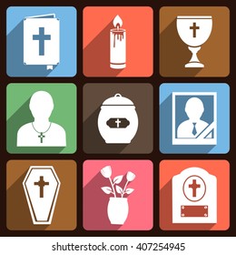 Funeral icons with long shadow
