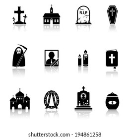 Funeral icons with reflection