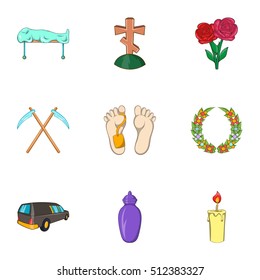 Funeral Icons Set Cartoon Illustration 9 Stock Vector (Royalty Free ...