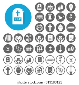 Funeral icons set. Illustration EPS10
