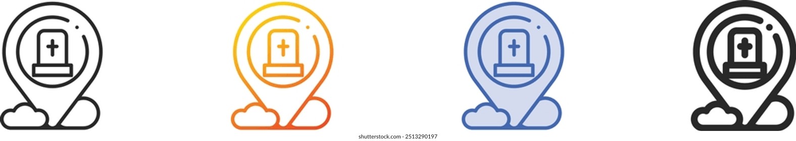 funeral icon.Thin Linear, Gradient, Blue Stroke and bold Style Design Isolated On White Background