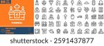 Funeral Line Editable Icons set. Vector illustration in modern thin line style of funeral icons: graveyard, coffin, cremation, etc