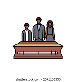Icono de la línea de color с funeral. Diferentes etapas de la vida de la persona. Pictograma para página web, aplicación móvil, promoción. elemento de diseño de interfaz gráfica de usuario (GUI) de UI UX. Trazo editable.
