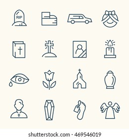 Funeral Line Icons