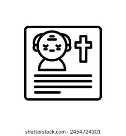 Funeral Obituary Outline Icon Vector Illustration