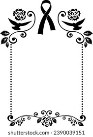 Funeral ornamental frame. Vector isolated decoration for memorial