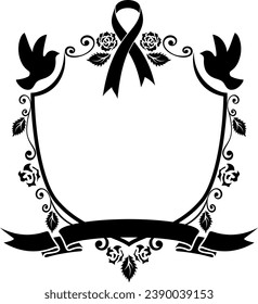 Funeral ornamental frame. Vector isolated decoration for memorial