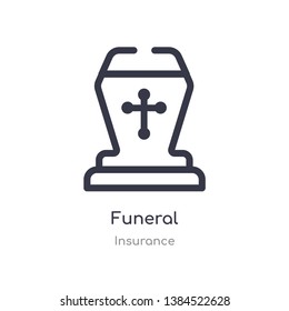 funeral outline icon. isolated line vector illustration from insurance collection. editable thin stroke funeral icon on white background