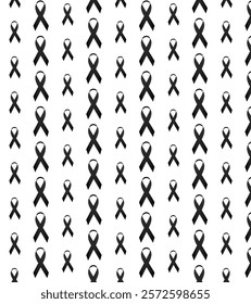 Funeral pattern. seamless pattern with black ribbon. White background.