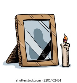 Funeral Photo And Candle Vector Illustration