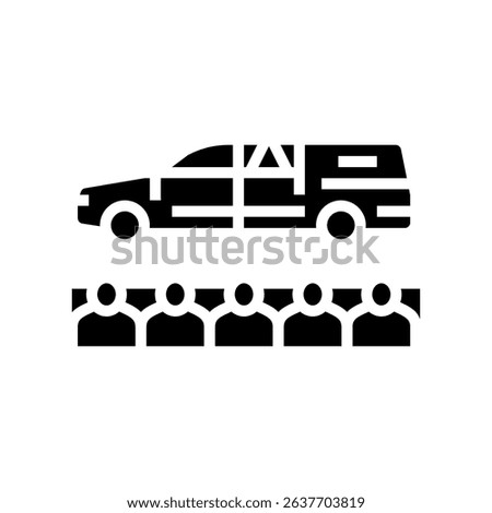 funeral procession mortality glyph icon vector. funeral procession mortality sign. isolated symbol illustration