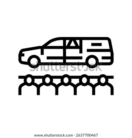 funeral procession mortality line icon vector. funeral procession mortality sign. isolated contour symbol black illustration