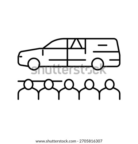 funeral procession mortality line icon vector. funeral procession mortality sign. isolated contour symbol black illustration