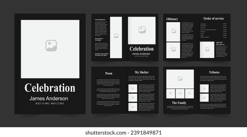 Funeral program layout template memorial program design