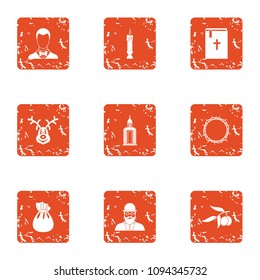 Funeral rite icons set. Grunge set of 9 funeral rite vector icons for web isolated on white background