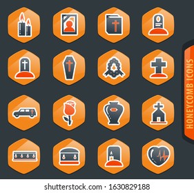 Funeral service color vector icons for user interface design