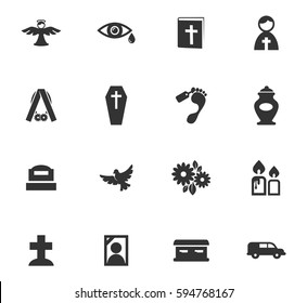 Funeral service vector icons for user interface design