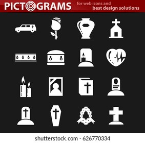 Funeral service vector icons for user interface design
