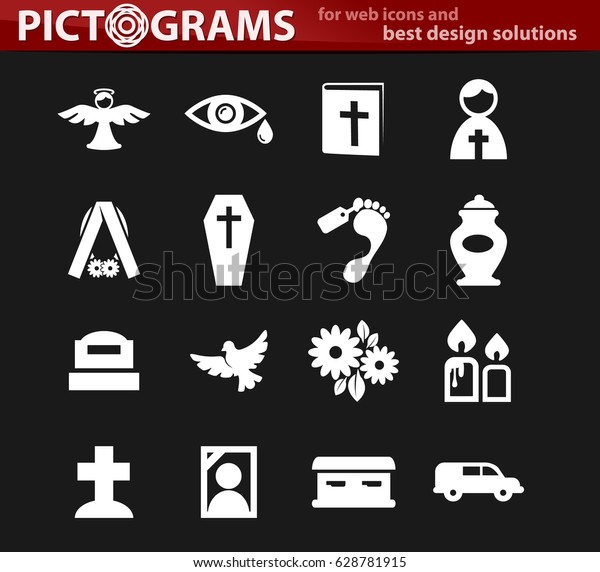 Funeral\
service vector icons for user interface\
design