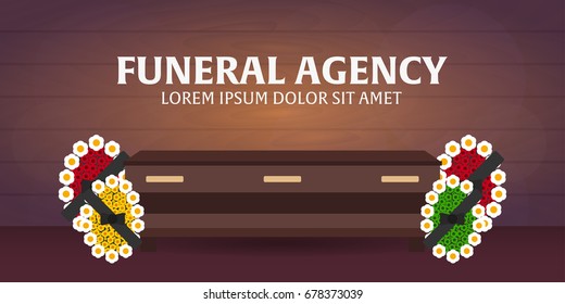 Funeral services and Funeral agency banner. Cemetery. Vector illustration