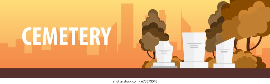 Funeral services and Funeral agency banner. Cemetery. Vector illustration