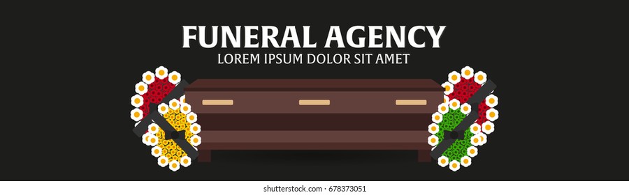 Funeral services and Funeral agency banner. Cemetery. Vector illustration