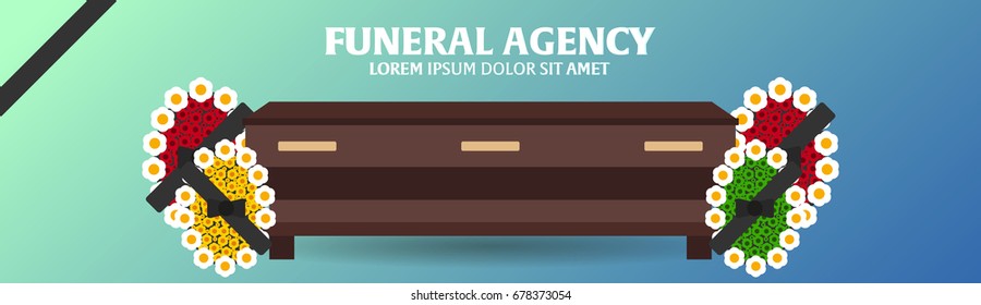 Funeral services and Funeral agency banner. Cemetery. Vector illustration