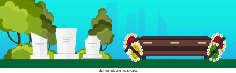 Funeral services and Funeral agency banner. Cemetery. Vector illustration