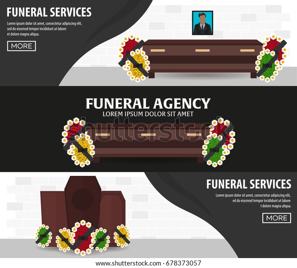 Funeral services and Funeral agency banner.\
Cemetery. Vector\
illustration