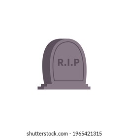 Funeral services composition of flat isolated image of gravestone with rest in peace text vector illustration