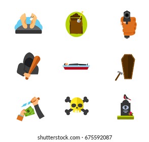 Funeral services icon set