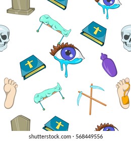 Funeral services pattern. Cartoon illustration of funeral services vector pattern for web