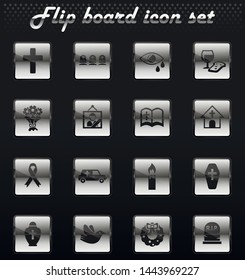 funeral services vector flip mechanical icons for user interface design