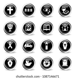 funeral services web icons - black round chrome buttons