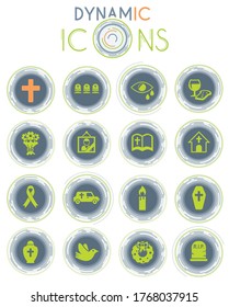 funeral services web icons on white background with dynamic lines for animation for user interface design