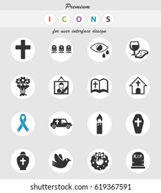 funeral services web icons for user interface design