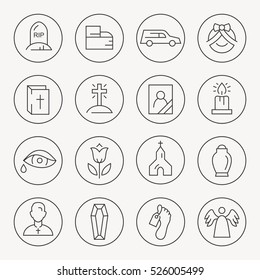 Funeral Thin Line Icon Set