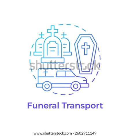 Funeral transports blue gradient concept icon. Delivery individuals to burial place. Medical vehicle service. Round shape line illustration. Abstract idea. Graphic design. Easy to use in presentation
