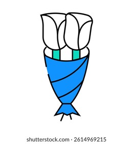 funeral two flowers line icon vector. funeral two flowers sign. isolated symbol illustration