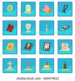 Funeral urn flowers icon blue app. illustration of funeral urn flowers vector icon for any design