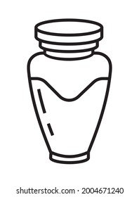 Funeral Urn Icon Vector In A Thin Line Style. Tombstone, Crypt Sign. The Symbol Of The Funeral Home. Vase, Bowl Illustration.