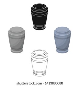 Funeral urns icon in cartoon,black style isolated on white background. Funeral ceremony symbol stock vector illustration.