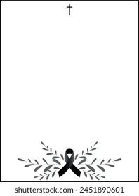 Funeral vector card. Empty card. Digital Funeral Announcement Invitation Template in vector Illustrator